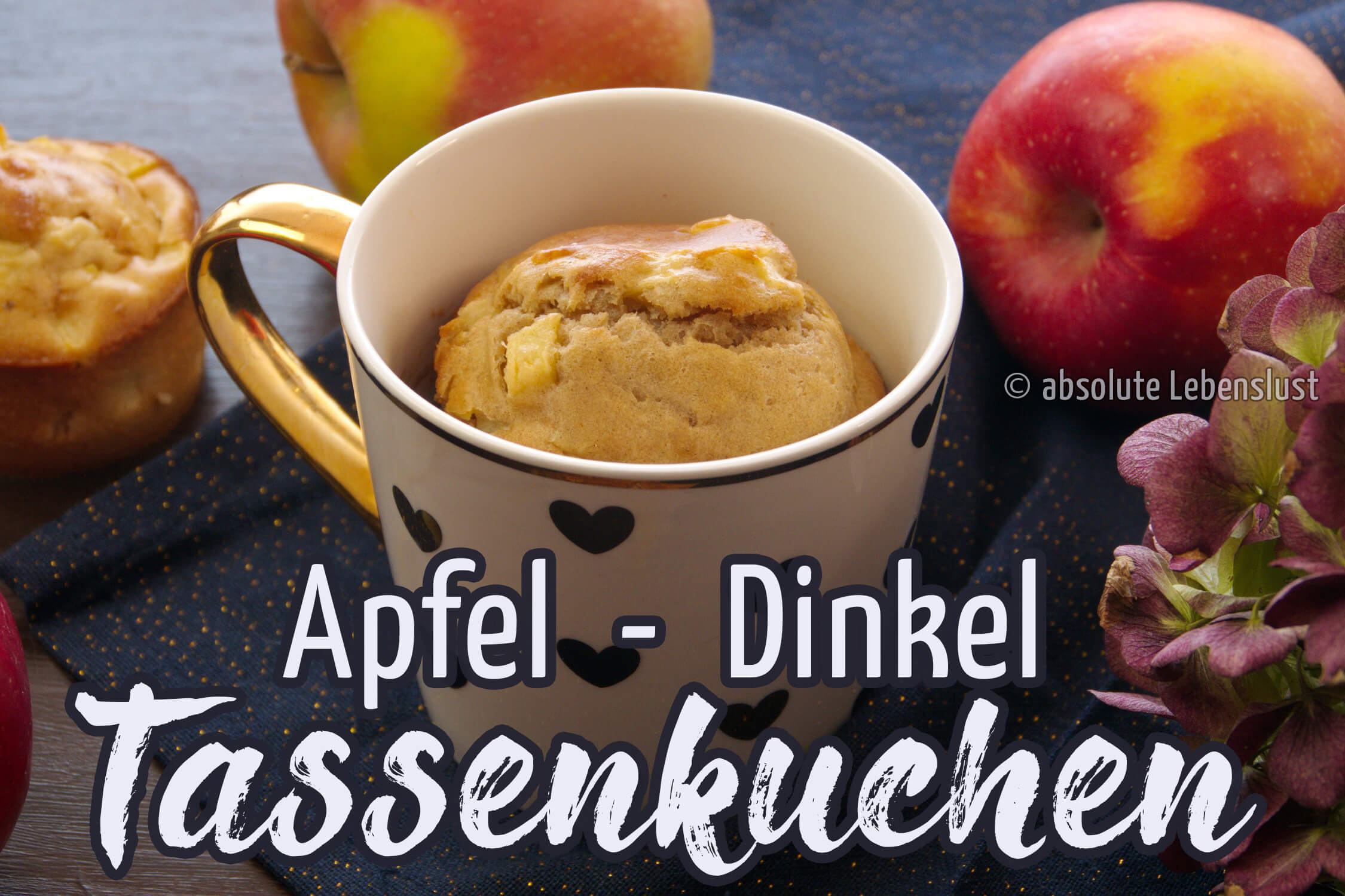 Apfel Dinkel Tassenkuchen Rezept | Apfelkuchen mit Dinkelmehl backen [für Backofen & Mikrowelle]