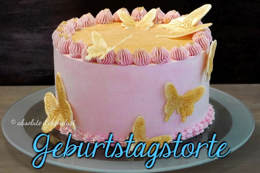 Geburtstagstorte ohne Fondant backen – rosa Himbeer Kokos Torte