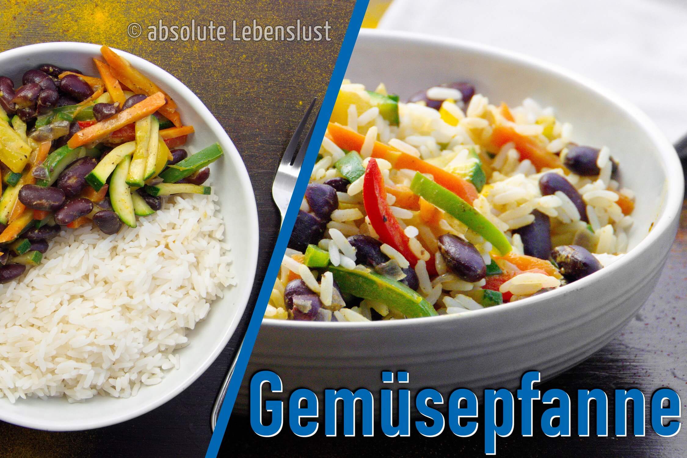 Gemüsepfanne mit Reis | 15 Minuten Rezepte | vegane Rezepte zum Mittag [Was koche ich heute?]