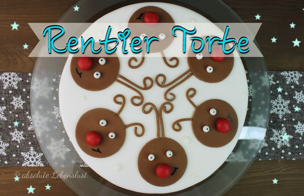 Rentier Motivtorte backen | einfach Fondant Torte zu Weihnachten | mit einer Apfel-Rotwein Füllung